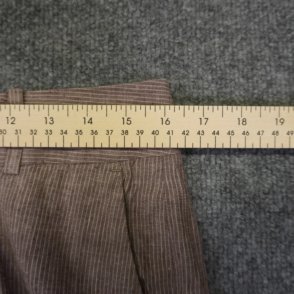 Banana Republic Martin Fit Pants Womens 8 32x20 Brown Pinstripe Linen Blend